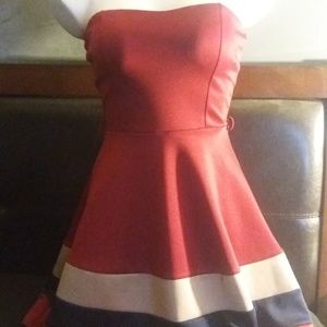 FASHION MAGAZINE dress size s small red white blue